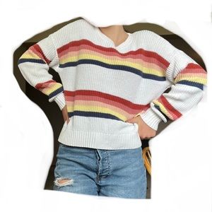 Rainbow striped Xs Hollister sweater.
